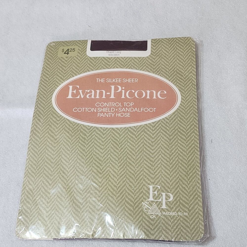 "New Vintage Evan Picone The Silkee Sheer Control Top Sandalfoot Pantyhose Long